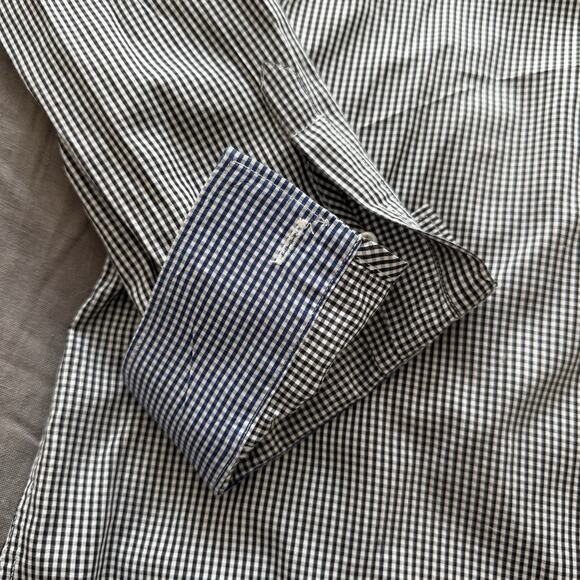 Paul Smith Button Up Long Sleeve Shirt Tailored Fit Black Check Blue Wrist Large - Picture 2 of 8